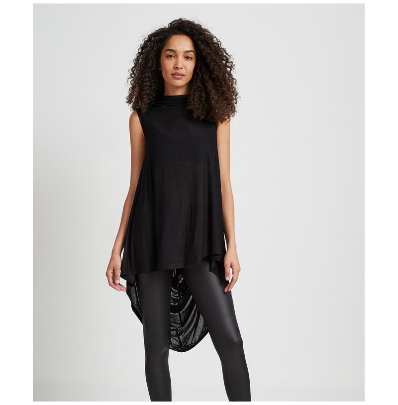 Women's Ines Sleeveless High-Neck Sheer Jersey Draped-Back Tunic