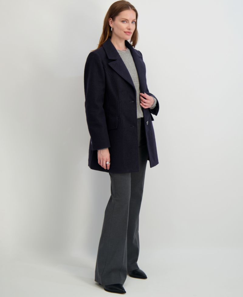 Women's Notched-Collar Single-Breasted Peacoat
