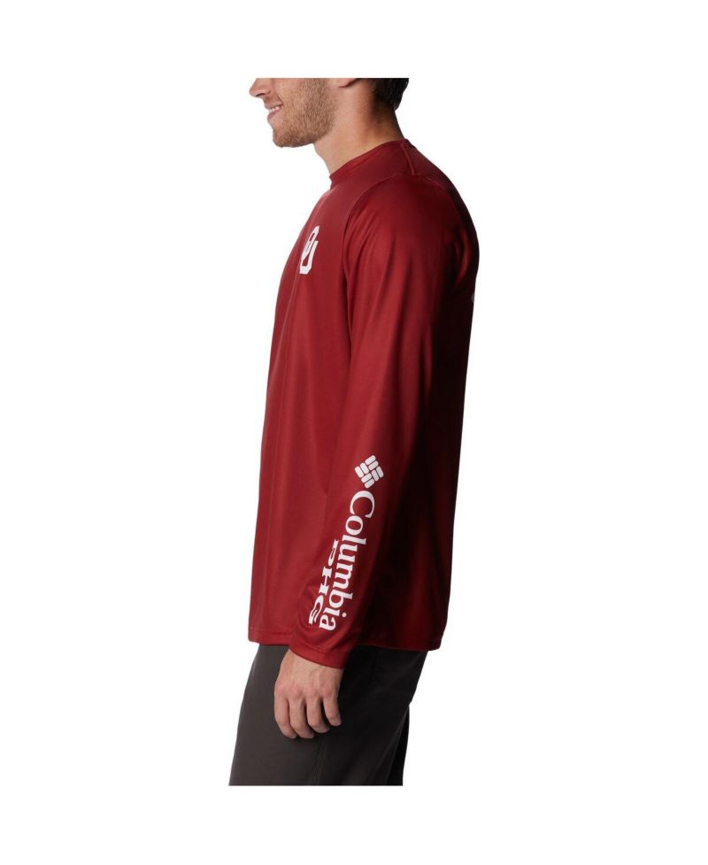 Men's Crimson Oklahoma Sooners Terminal Tackle Omni-Shade Raglan Long Sleeve T-Shirt