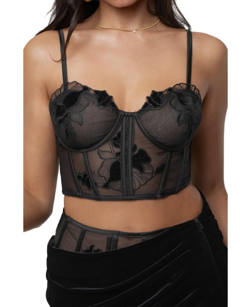 Women's Velvet And Lace Bustier
