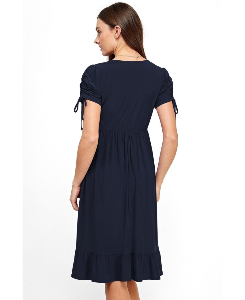 Women's Faux Wrap Flowy Nursing Dress with Pockets