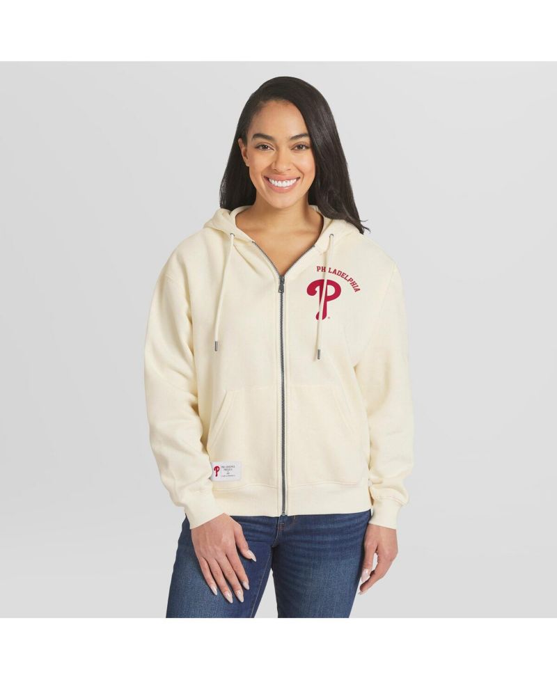 Women's Cream Philadelphia Phillies Full-Zip Hoodie