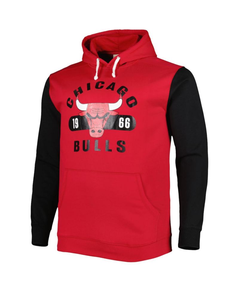 Men's Red, Black Chicago Bulls Big and Tall Bold Attack Pullover Hoodie