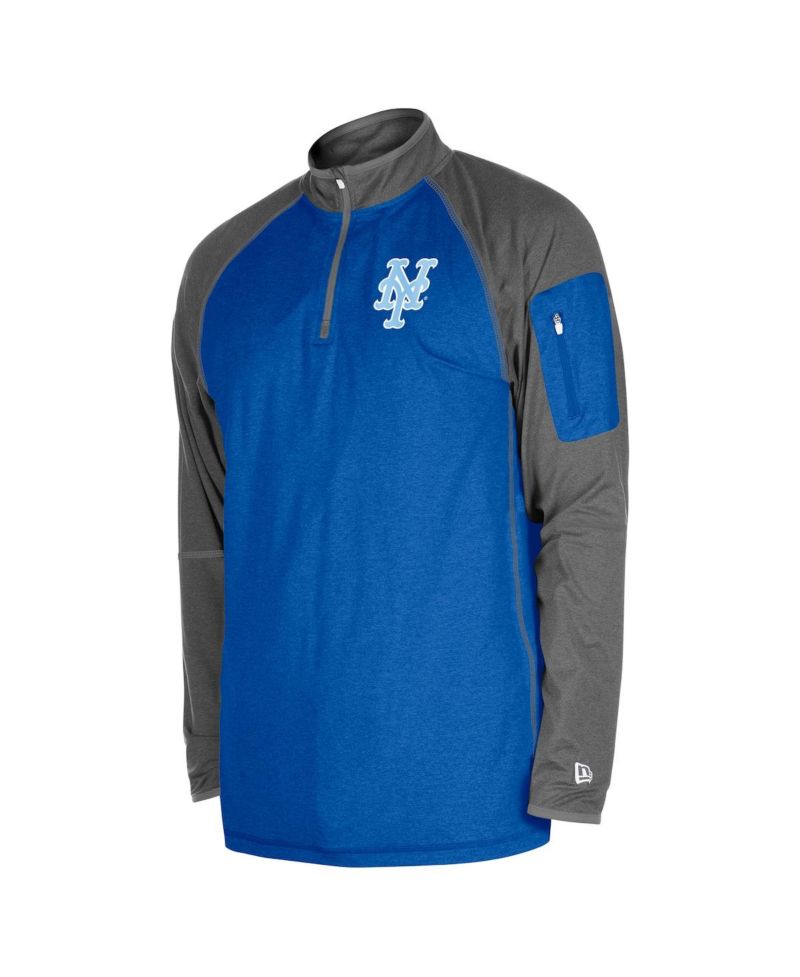 Men's Royal New York Mets Father's Day Raglan Quarter-Zip Top
