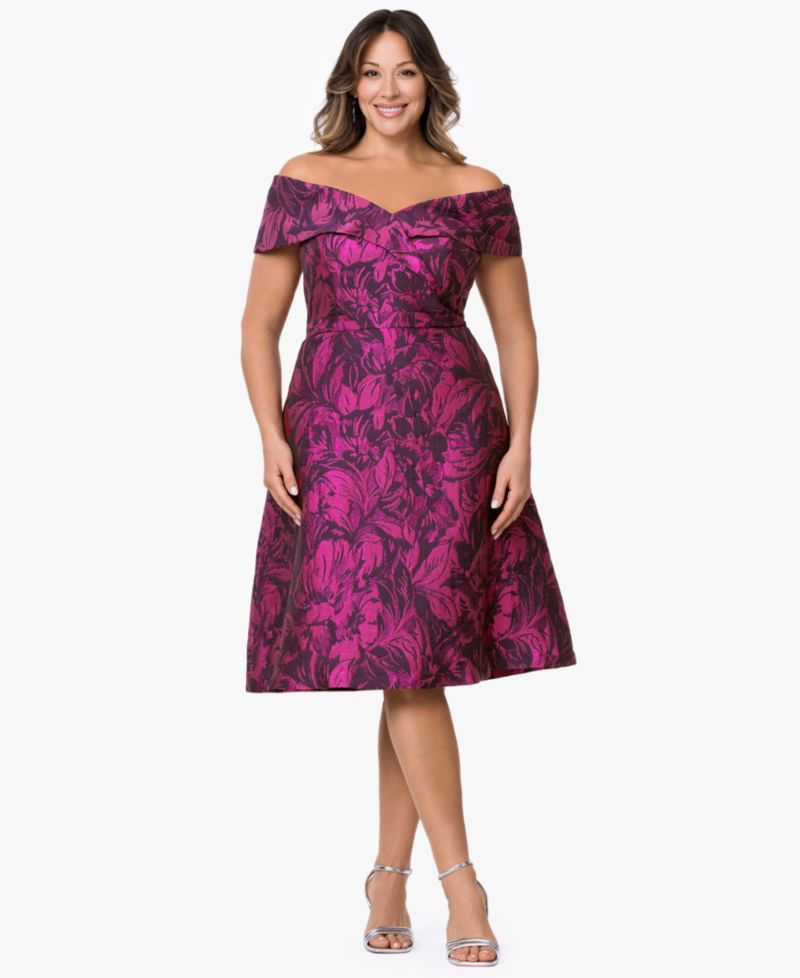 Plus Size Off-The-Shoulder Midi Dress