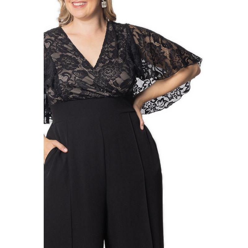 Plus Size Alluring Sequins Lace Formal Jumpsuit