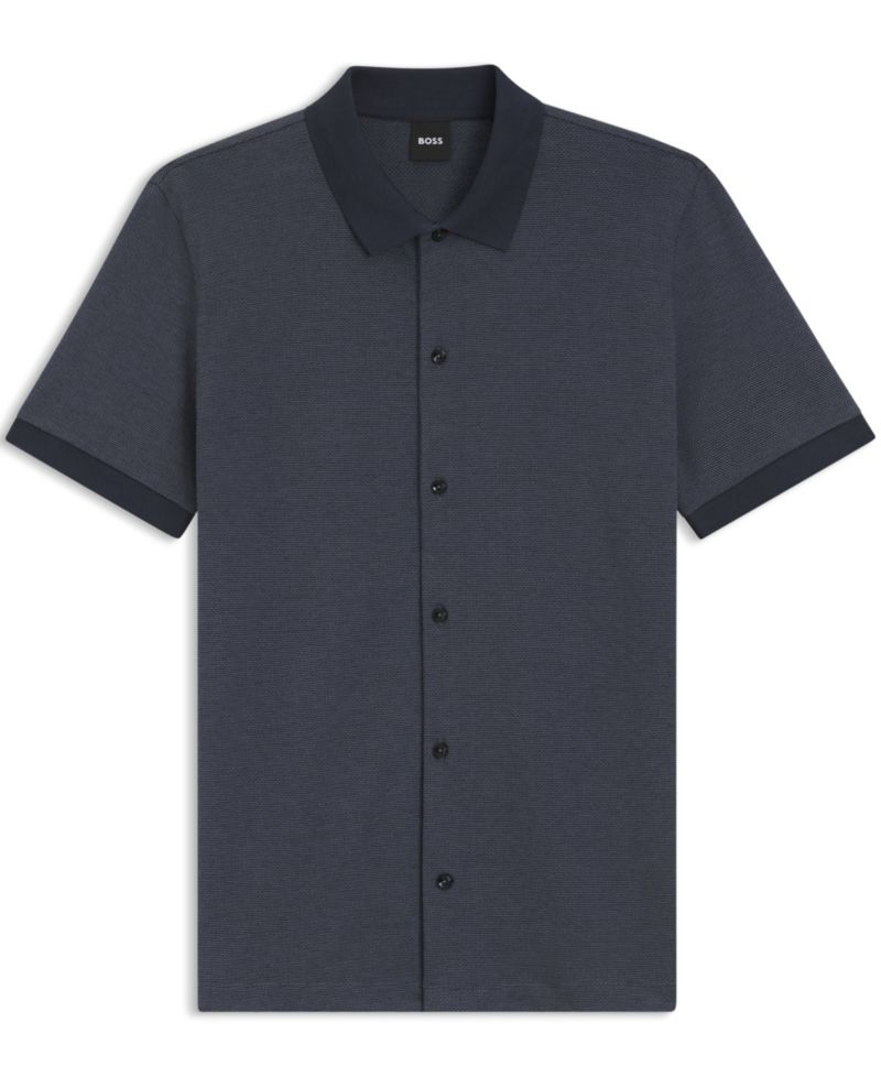 Men's Bubble-Structure Cotton Regular-Fit Shirt