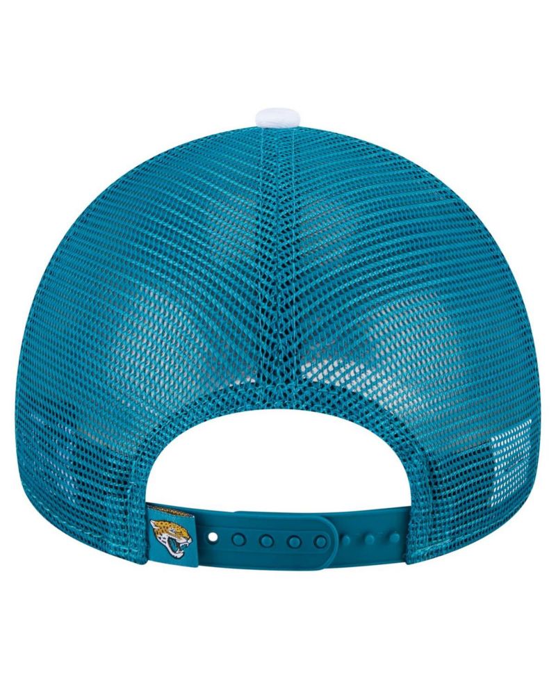 Men's White/Teal Jacksonville Jaguars Color Block 9FORTY A-Frame Trucker Adjustable Hat