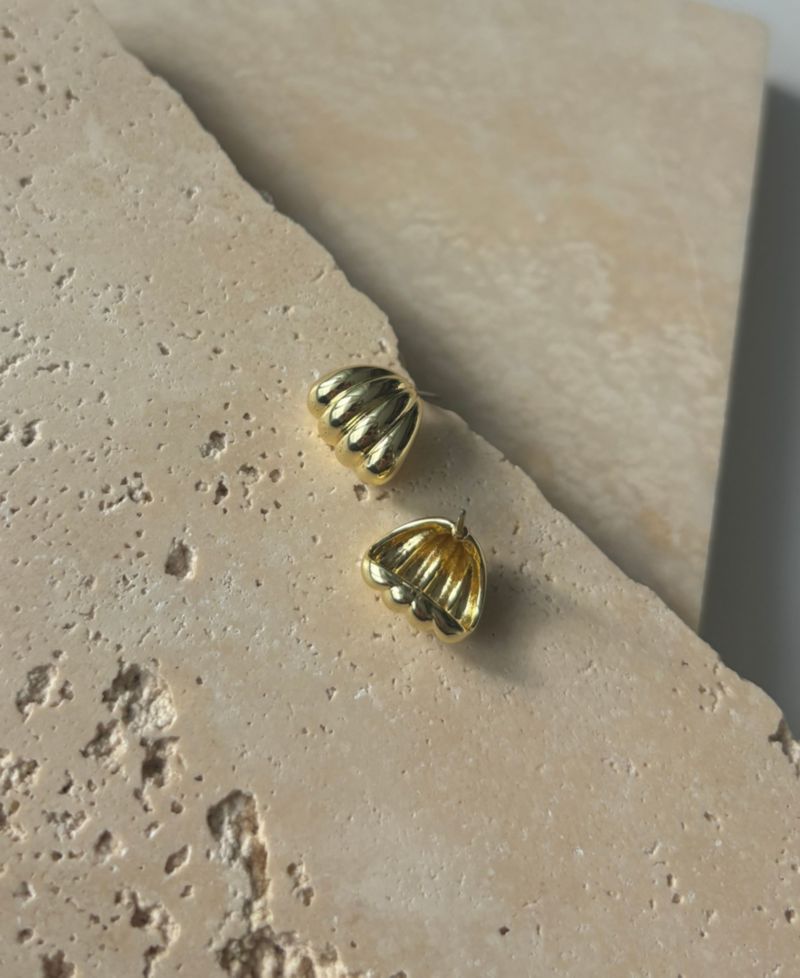Gold Plated Fluted Wrap Around Huggie Earrings