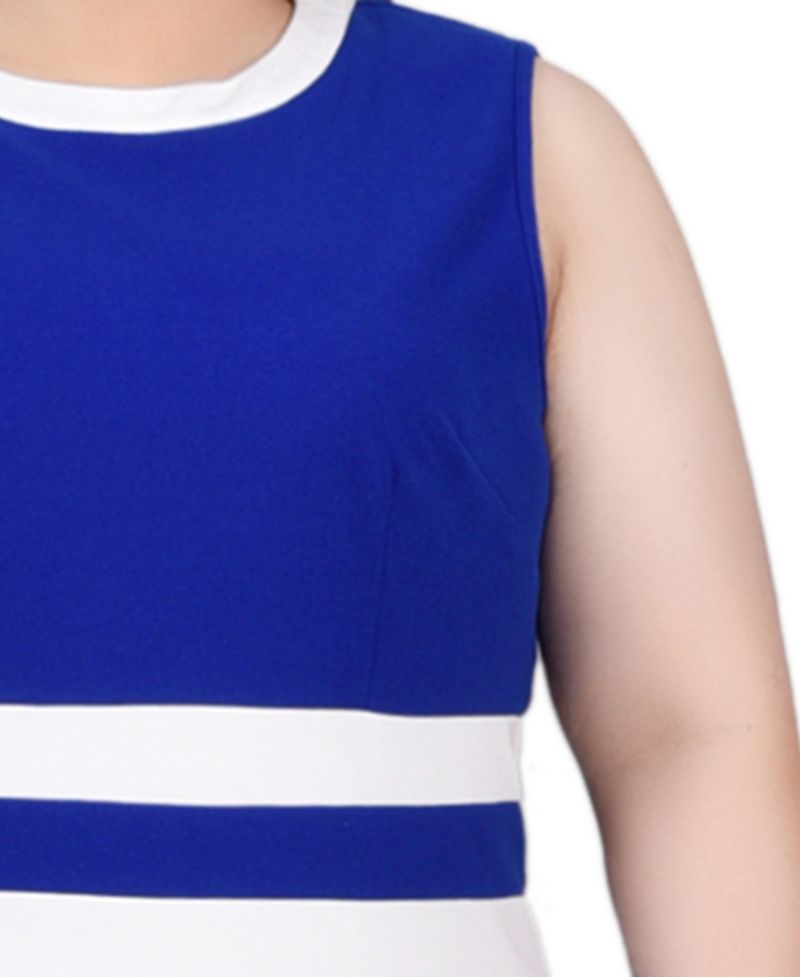 Plus Size Elbow Sleeve Colorblocked Dress, 2 Piece Set