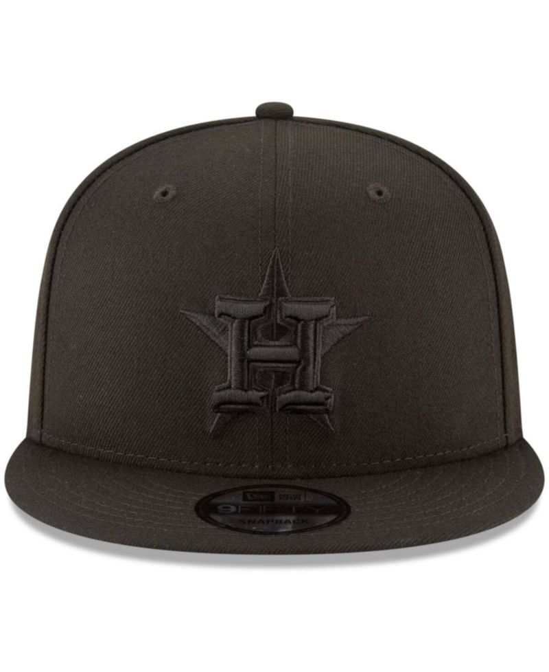 Men's Black Houston Astros Black on Black 9FIFTY Team Snapback Adjustable Hat