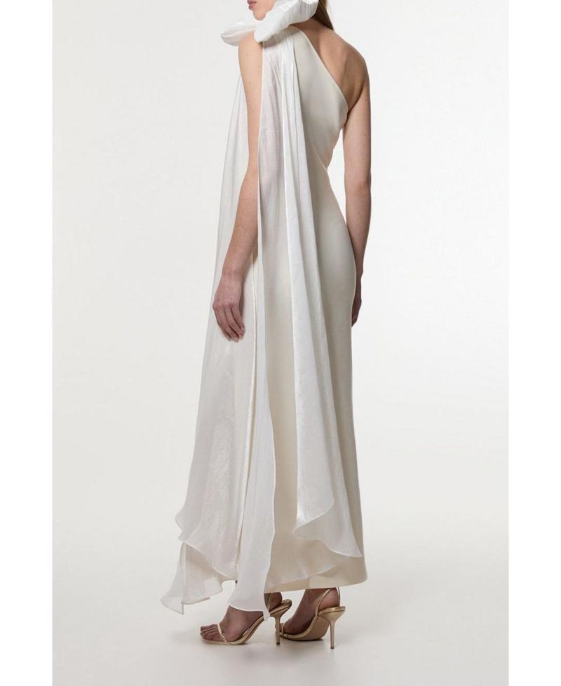 Women's Shoulder Bow Cape Detail Maxi Dress