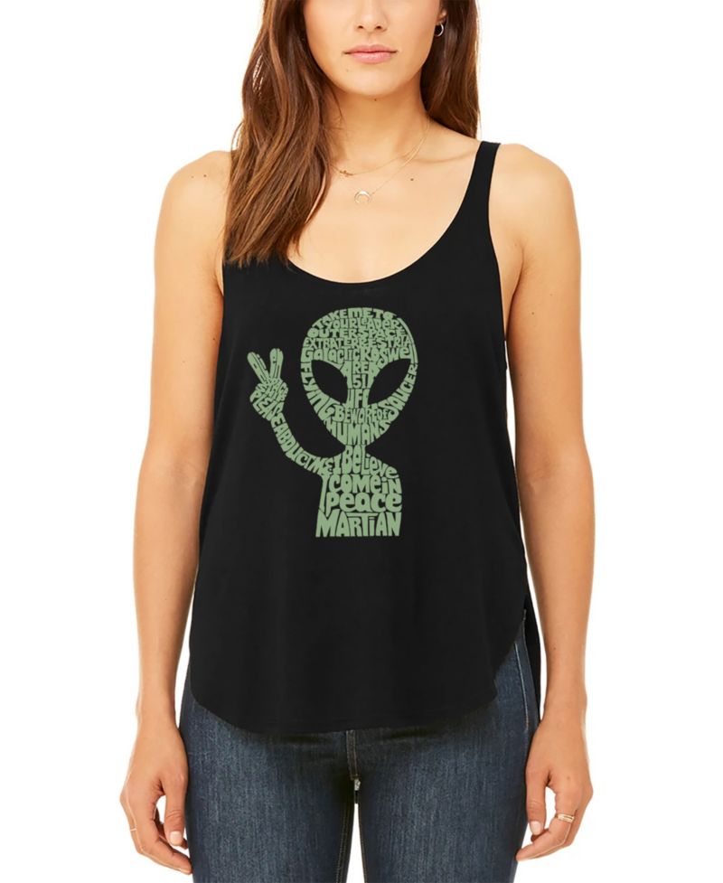 Women's Peace Alien Premium Word Art Flowy Tank Top