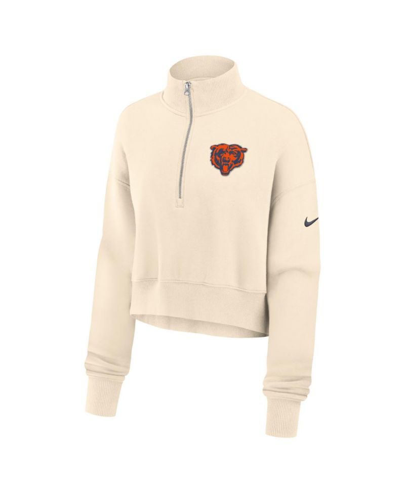 Women's Cream Chicago Bears Legacy Phoenix Fleece Cropped Half-Zip Sweatshirt