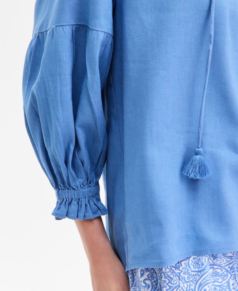 Nautica Women's Split-Neck Ruffled-Trim Blouse