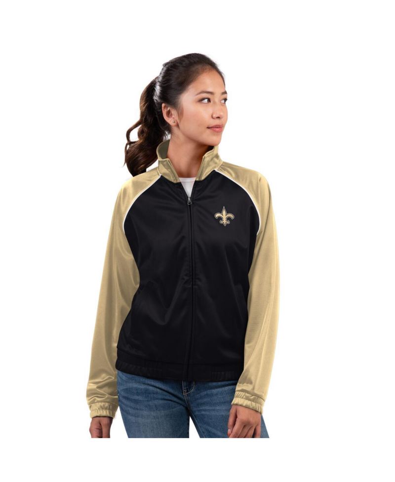 Women's Black New Orleans Saints Replay Full-Zip Track Jacket