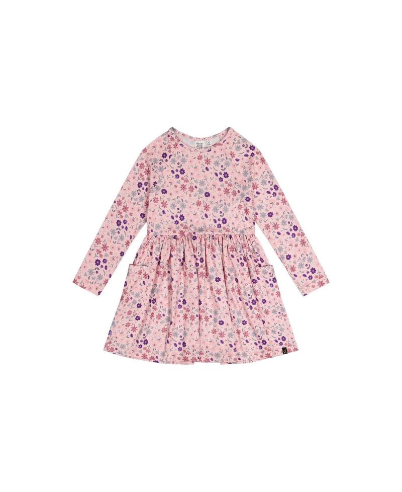 Little and Big Girl 6-12 Long Sleeve Dress Print Daisies