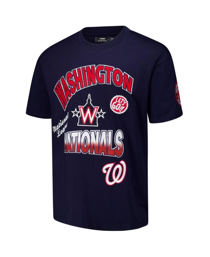 Men's Navy Washington Nationals Turn It Up Dropped Shoulder T-Shirt