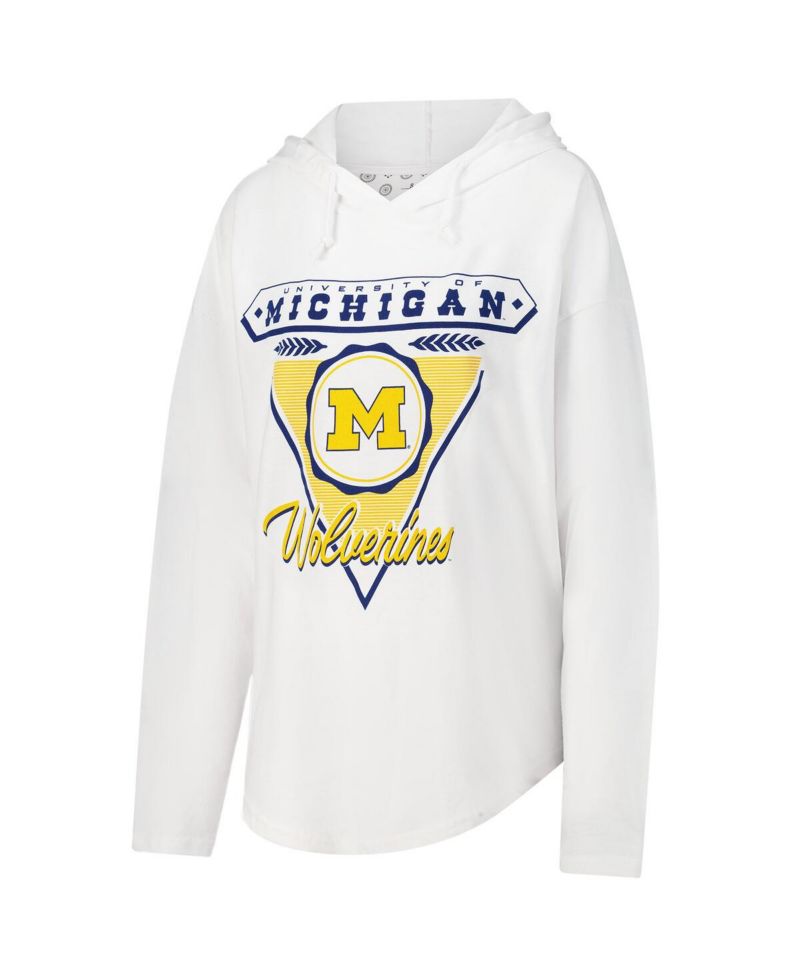 Women's White Michigan Wolverines San Bruno Hoodie Long Sleeve T-Shirt