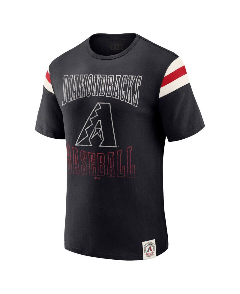 Darius Rucker Collection By Men's Black Arizona Diamondbacks Distressed Sleeve Stripe T-Shirt