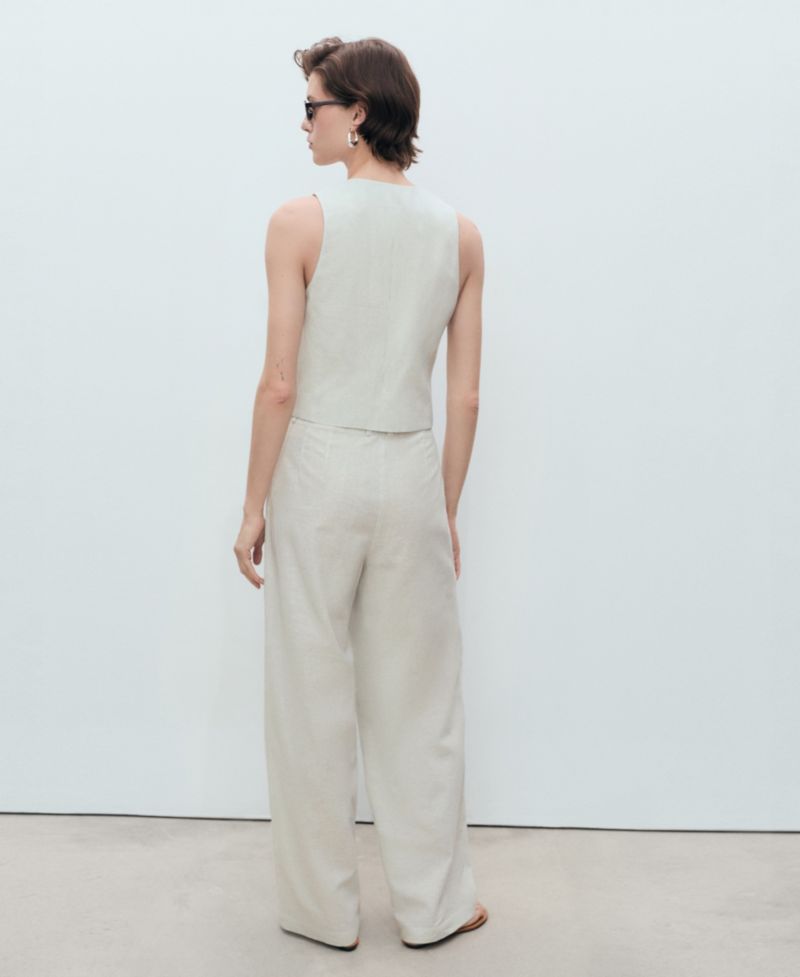 Women's Straight-Fit Linen-Blend Suit Pants