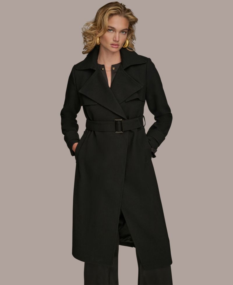 Women's Belted Notched-Collar Trench Coat