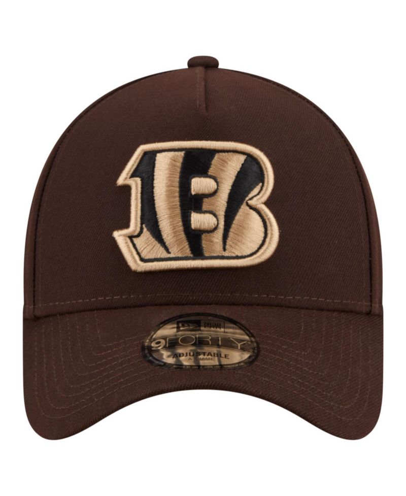Men's Dark Brown Cincinnati Bengals Burnt Wood A-Frame 9FORTY Adjustable Hat