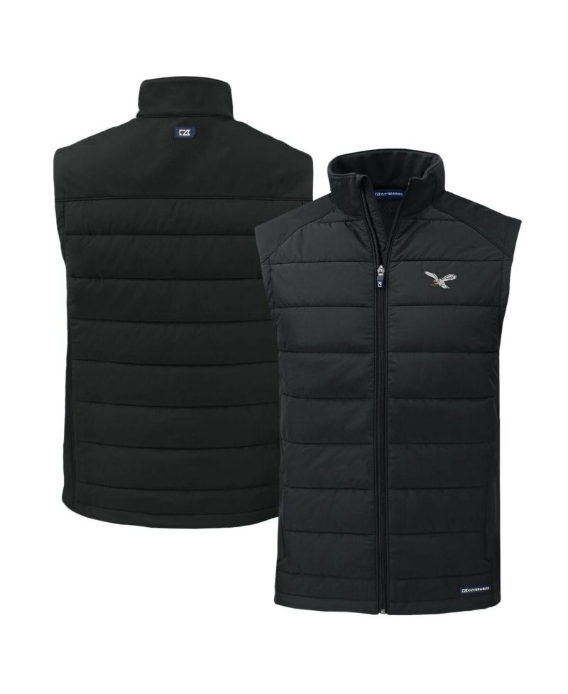 Men's Black Philadelphia Eagles Throwback Evoke Hybrid Eco Softshell Full-Zip Vest