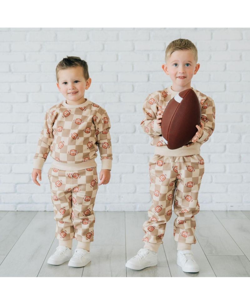 Little Boys Football Checkered Sweatshirt