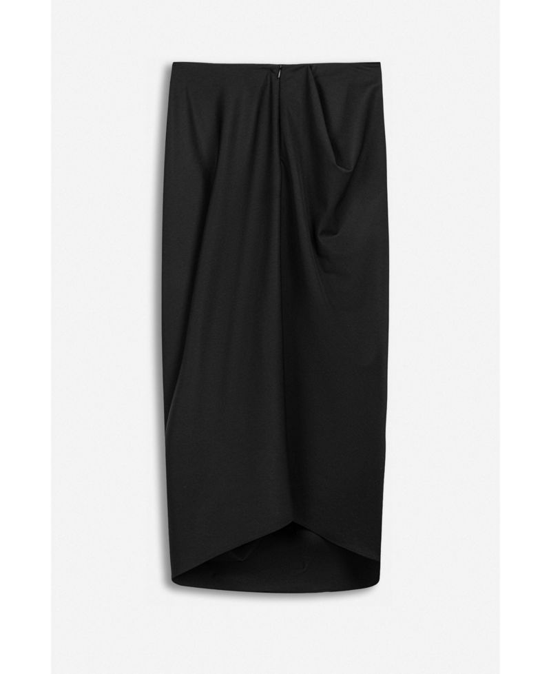 Women's Draped Pleat Detail Midi Skirt