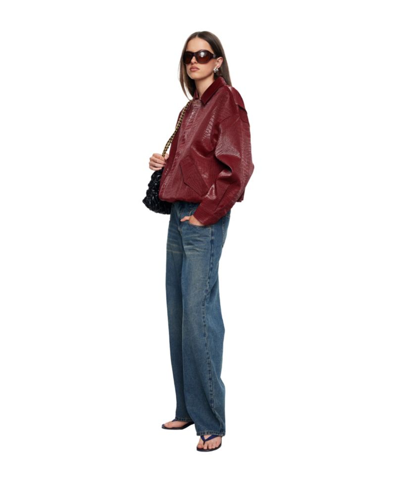 Women's Kenny Crocodile-Embossed Unlined Bomber Jacket