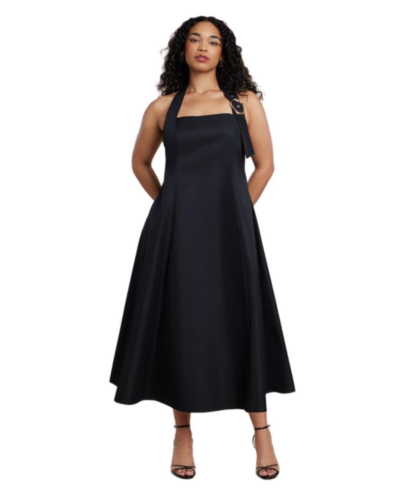 Women's Plus Size Buckle Neckline Maxi Dress