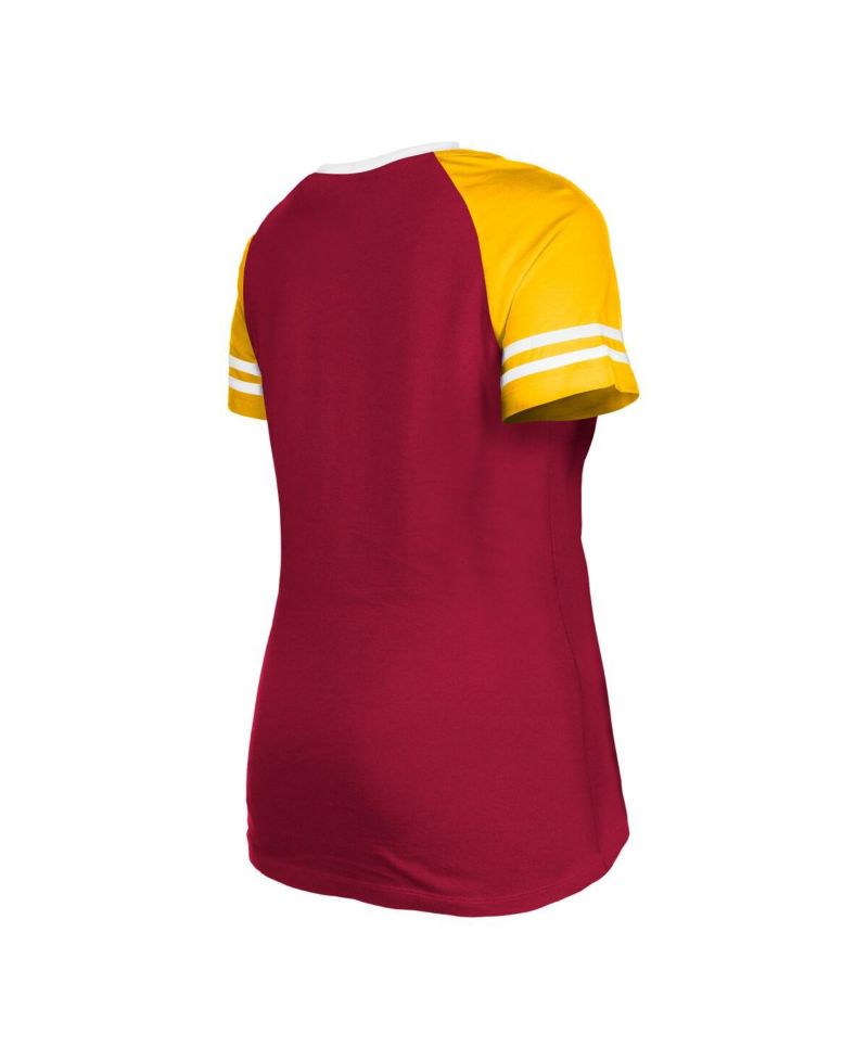 Women's Burgundy Washington Commanders Raglan Lace-Up T-shirt