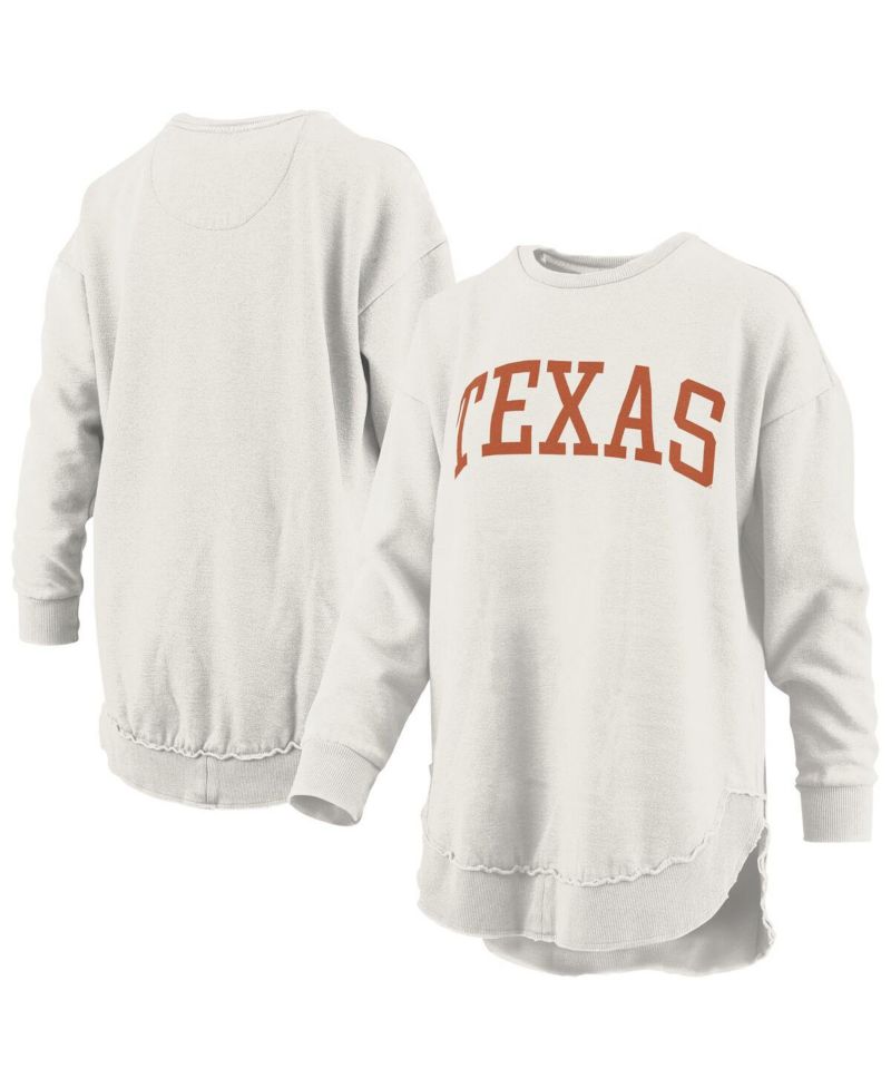 Women's Oatmeal Texas Longhorns M&eacute;lange Poncho Vintage Fleece Long Sleeve Pullover Sweatshirt