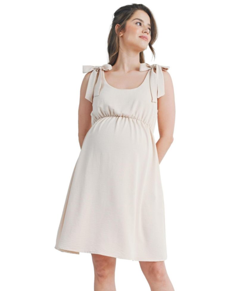 Maternity Empire-Waist Scoop-Neck A-Line Dress