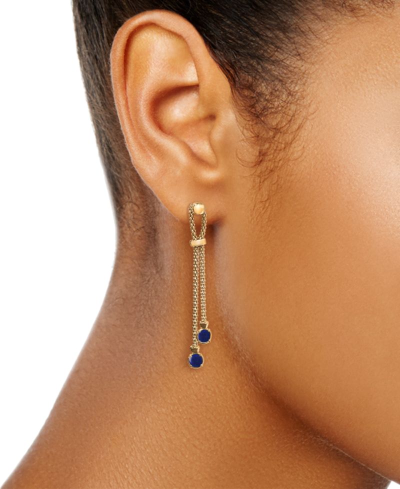 Onyx Popcorn Chain Link Drop Earrings in 14k Gold-Plated Sterling Silver (Also available in Turquoise, Swiss Blue Topaz & Lapis)