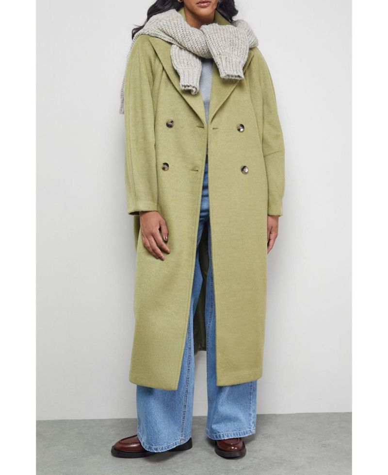 Women's Oversized Pleat Back Detail Maxi Coat