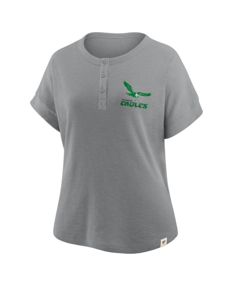 Women's Heather Gray Philadelphia Eagles Oversized Hometown Premium Henley Shirt