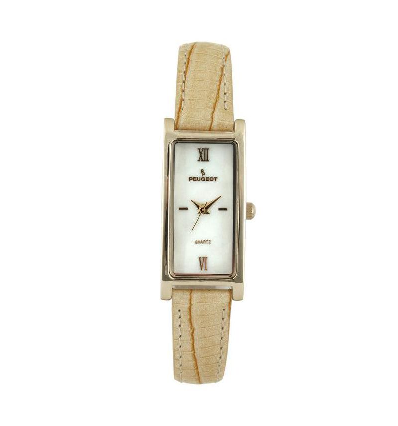 Women 35x18mm Rectangular Watch Glossy Tan Leather Strap