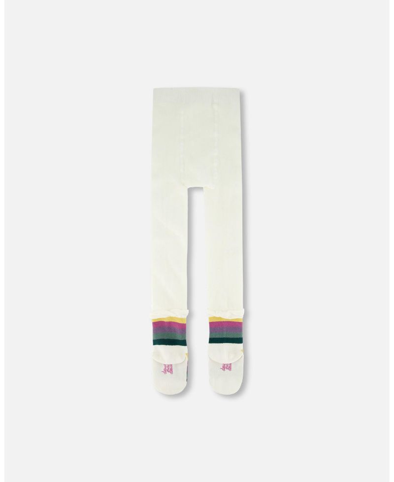 Baby Girls Striped Footed Knit Tights Off-White