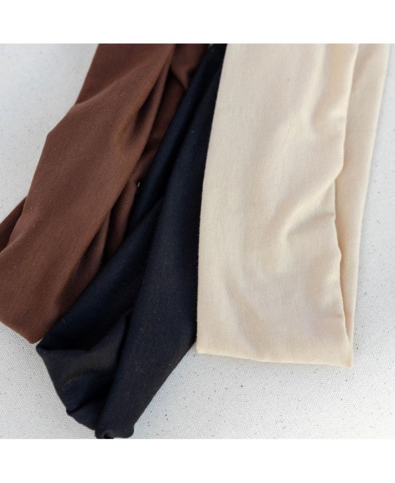 Women's Wide Headwrap Set of 3 - Black + Brown + Beige