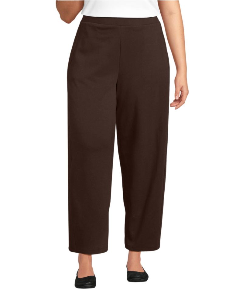 Plus Size Sport Knit High Rise Barrel Ankle Pants
