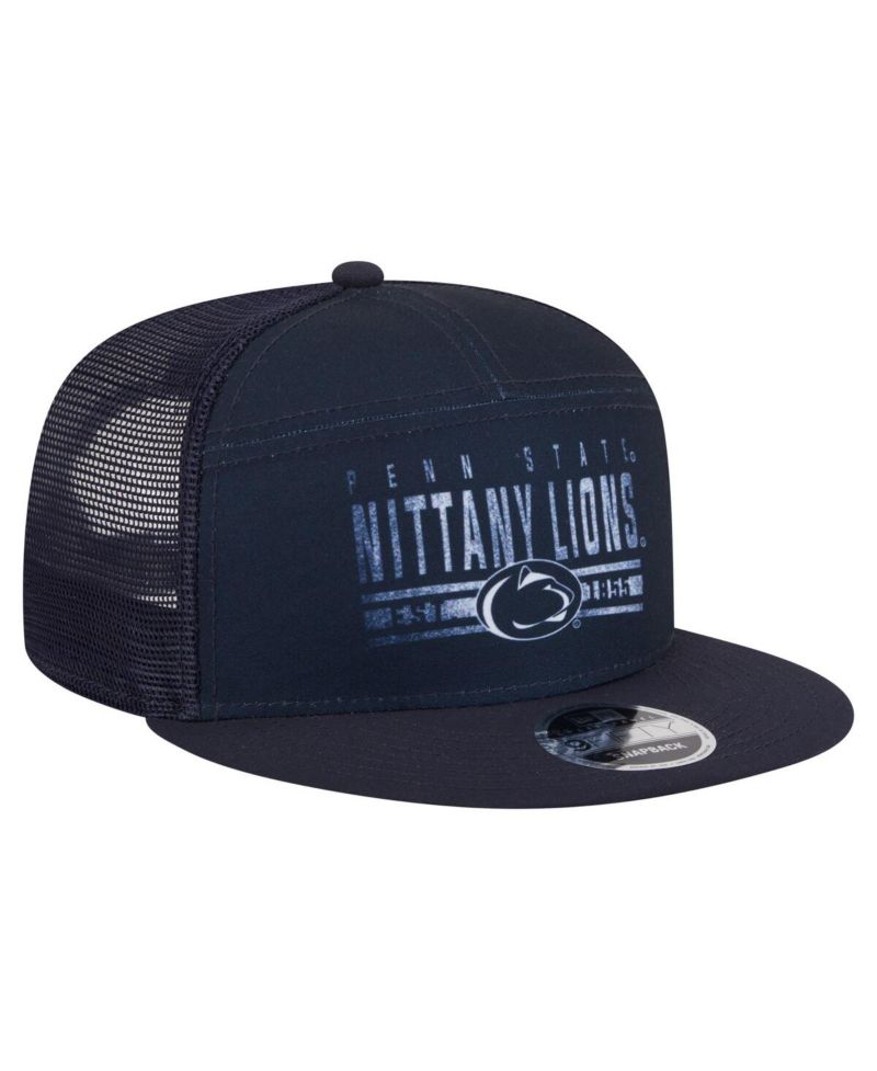 Men's Navy Penn State Nittany Lions Split Panel 9FIFTY Snapback Trucker Hat