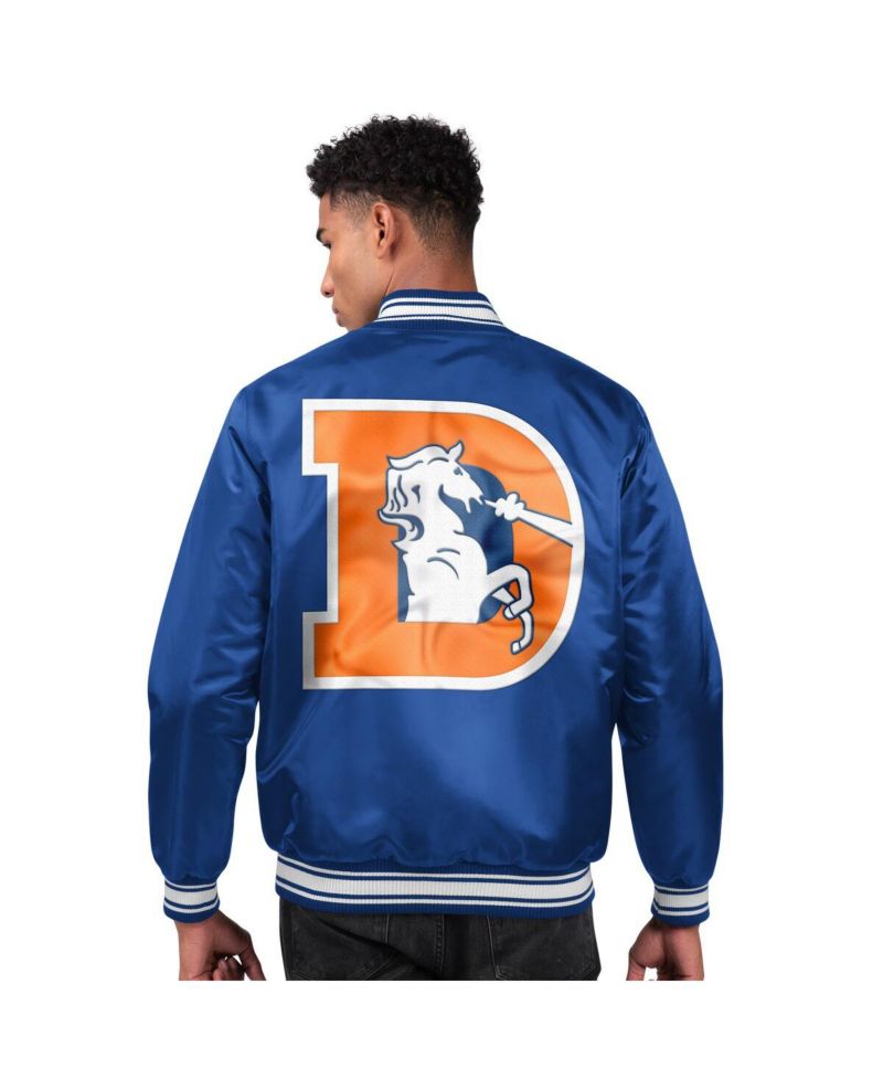 Men's Royal Denver Broncos Locker Room Satin Full-Snap Varsity Jacket