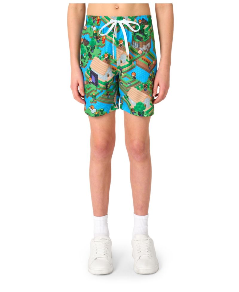 Big Boys 2-Piece Minecraft Summer Short Sleeve Shirt and Shorts Set