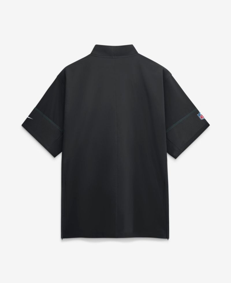 Men's Black Philadelphia Eagles Sideline Short Sleeve Quarter-Zip Coaches Jacket