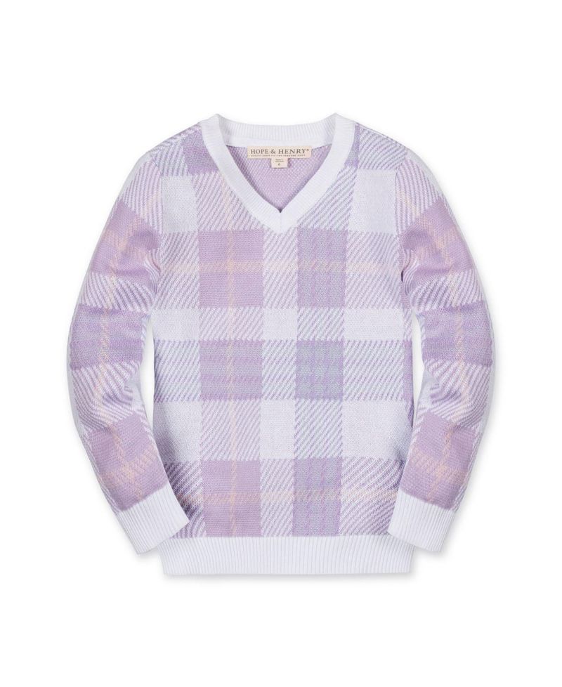 Big Boys' Organic Long Sleeve V-Neck Intarsia Sweater