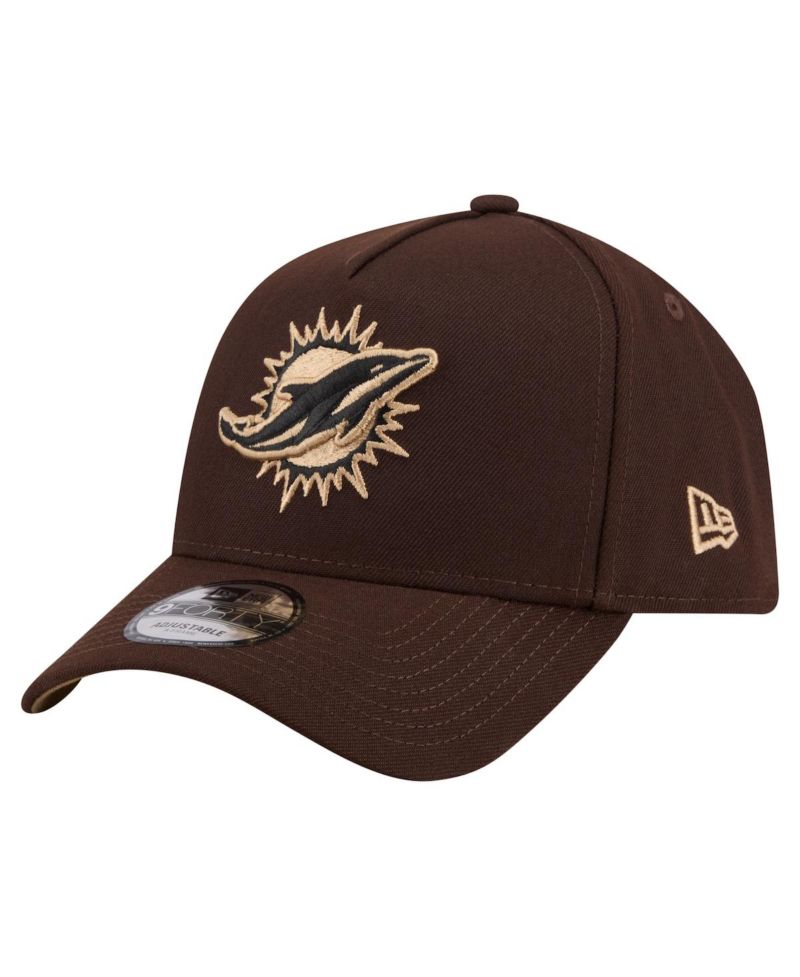 Men's Dark Brown Miami Dolphins Burnt Wood A-Frame 9FORTY Adjustable Hat