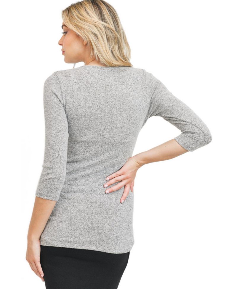 Women's Nursing Wrap V Neck 3/4 Sleeve Top