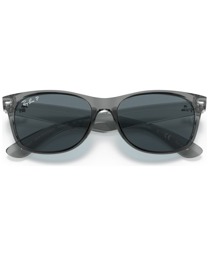 Unisex New Wayfarer Classic 55 Polarized Low Bridge Fit Sunglasses, RB2132F55-P